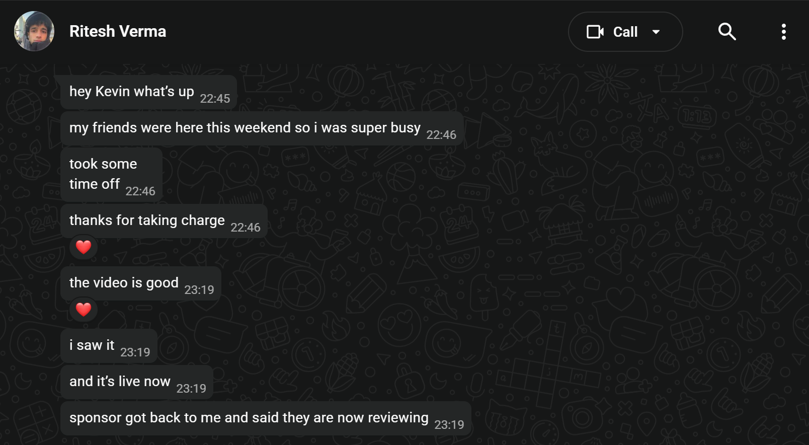Discord conversation with Ritesh